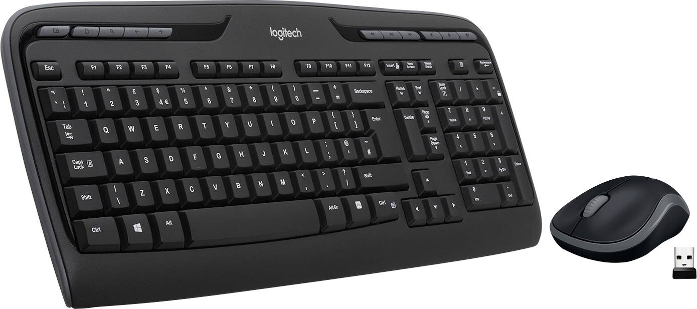 Logitech MK330 Radio Keyboard and mouse set Multimedia buttons German, QWERTZ Black