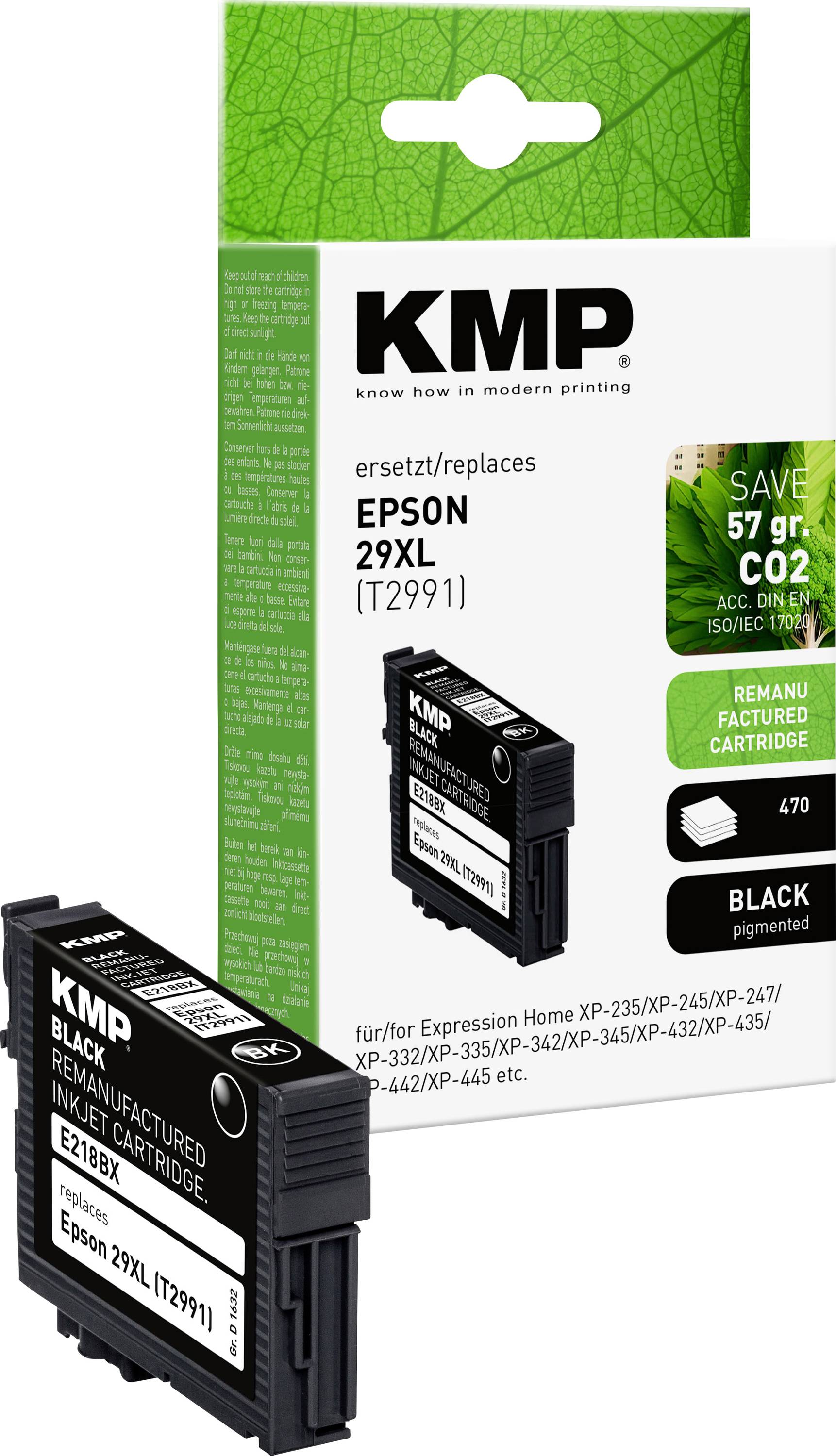 KMP Ink cartridge replaced Epson 29XL, T2991 Compatible Black E218BX 1632,4001