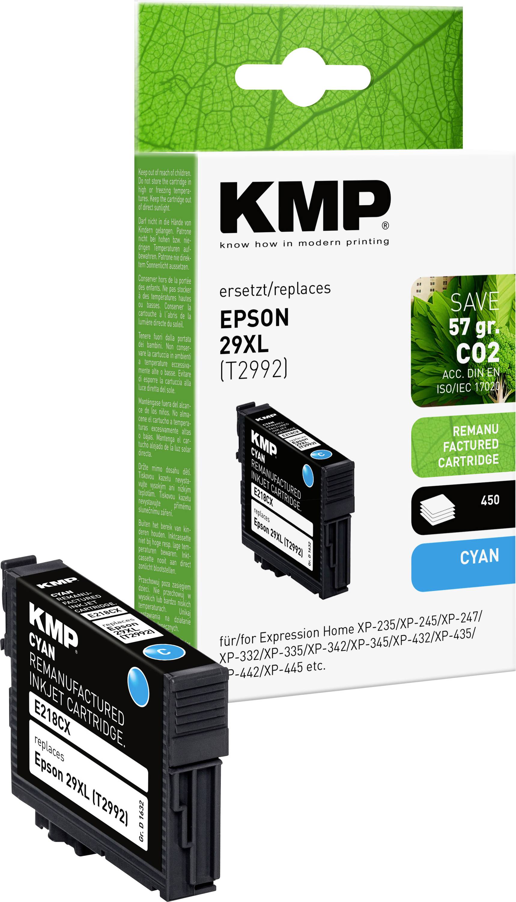 KMP Ink cartridge replaced Epson 29XL, T2992 Compatible Cyan E218CX 1632,4003