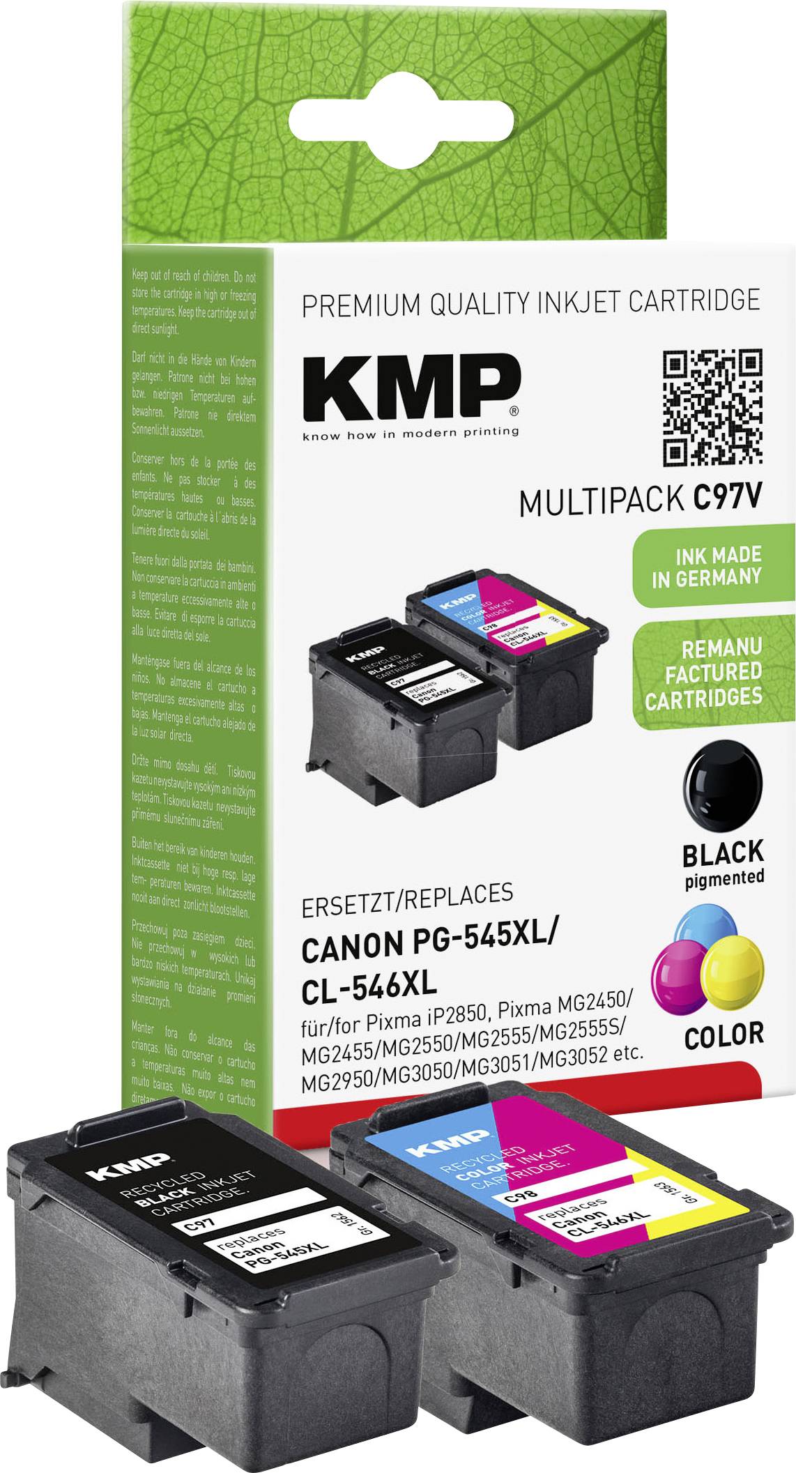 KMP Ink set remplace Canon PG-545XL, CL-546XL compatible noir, cyan,  magenta, jaune C97V 1562,4005 – Conrad Electronic Suisse