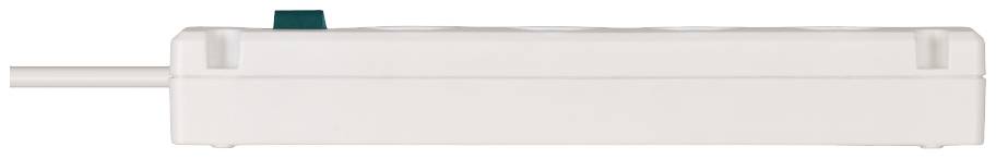 A white electrical device with a green switch, possibly a power strip, pictured from the side.