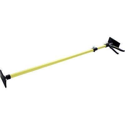 A yellow, telescopic support rod with black foot sections. Commonly used for stabilising doors or windows during construction work.