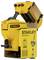 Stanley Maxsteel drill stand, yellow, with sturdy G-clamp, pictured on a packaging box.