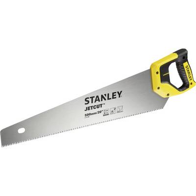 Hand saw with yellow handle and the inscription STANLEY JETCUT, 500mm/20".