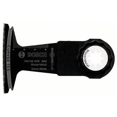 Bosch Saw Blade for Multitool, 'PAII 65 APB BIM', suitable for wood and metal, with scale, curved cutting edge for precise cuts.