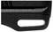 Black, structured plastic component with an oval hole. Part of a tool or device, detailed close-up, function unknown.