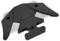 Small, black safety cutting tool with a covered blade and ergonomic design, ideal for safely cutting packaging.