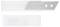 A utility knife with a rectangular handle and two round holes; the metal is silver, the handle transparent. Perfect for craft projects.