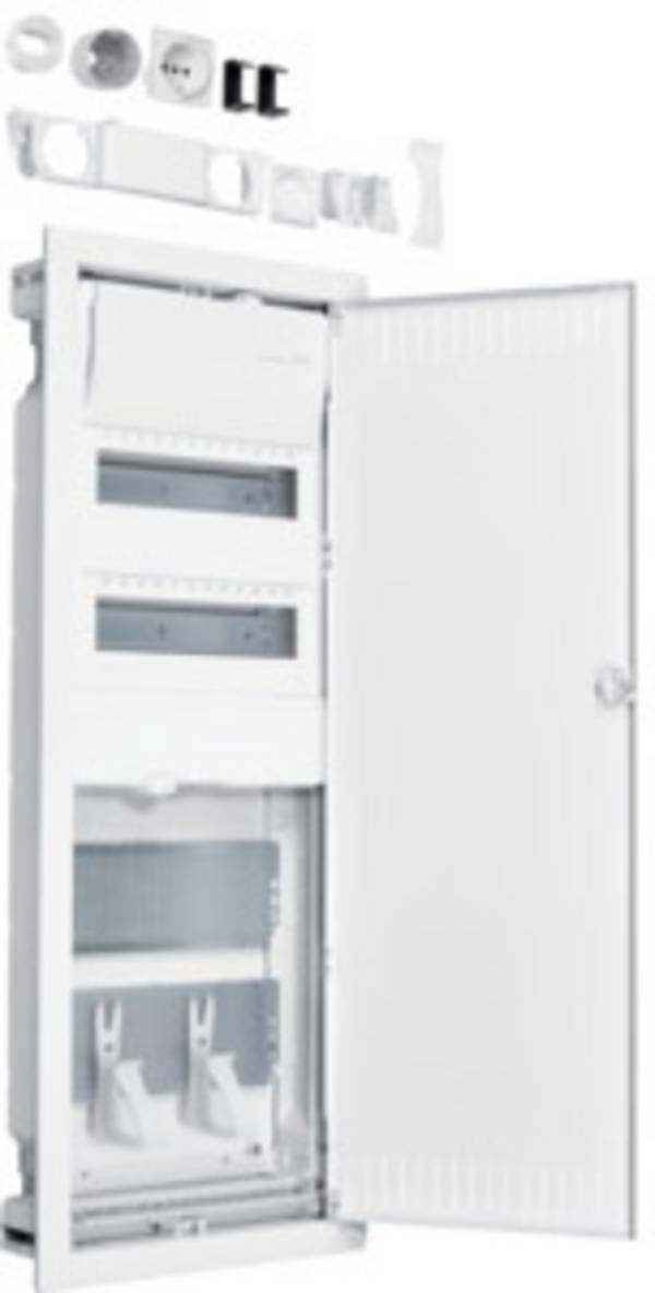 Hager VU602NWH VU602NWH Distribution board Flush mount No. of partitions = 24 No. of rows = 2 Content 1 pc(s)