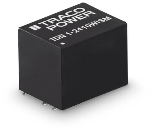 A black electronic component cube with the inscription 'TRACO POWER TDN 1-2410WISM'.