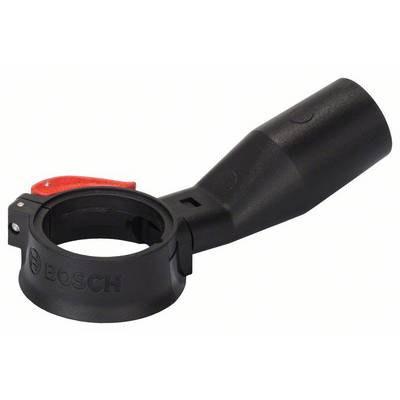 A black Bosch dust extraction adapter with a red lever, which connects accessories to power tools.