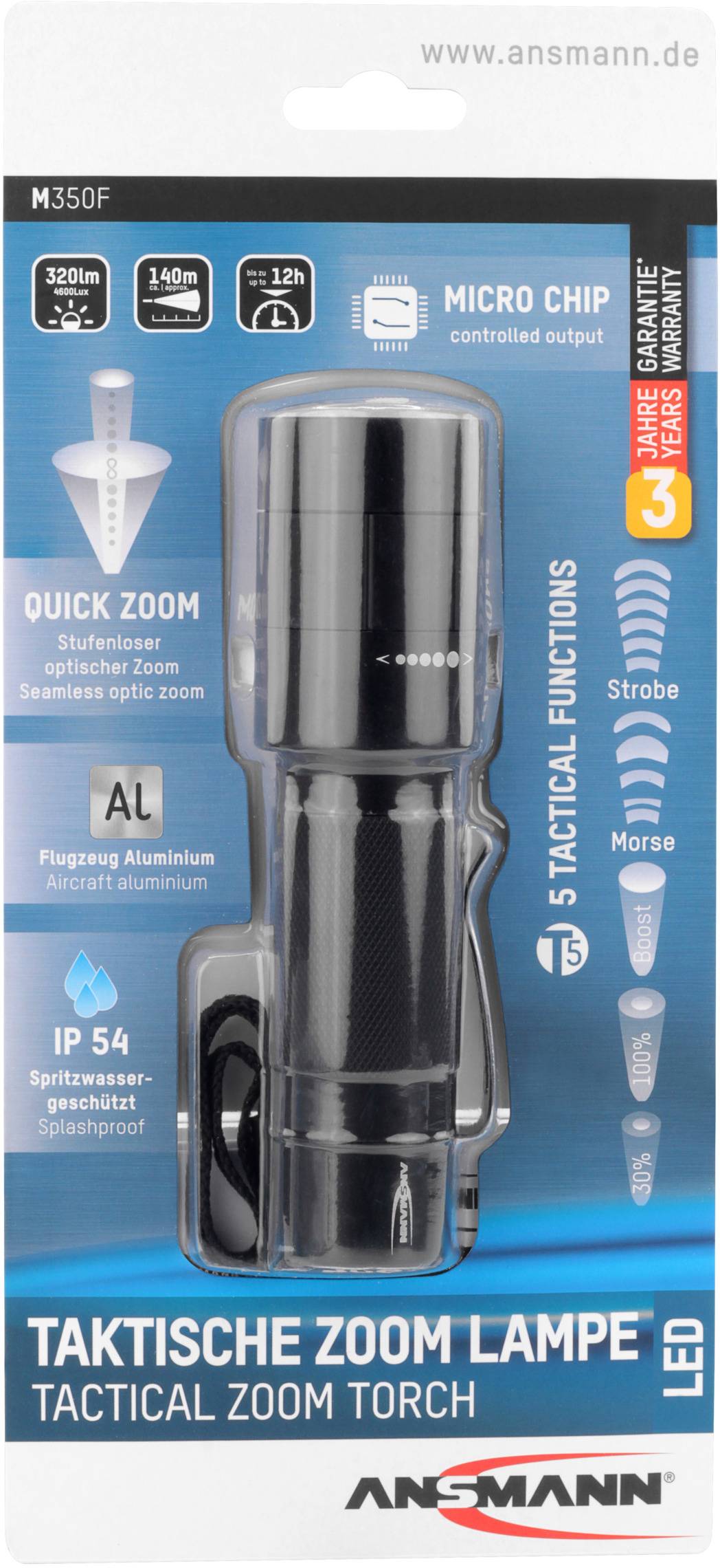 Ansmann M350F 1600-0172 LED (monochrome) Torch Belt clip battery-powered 320 lm 241 g-12