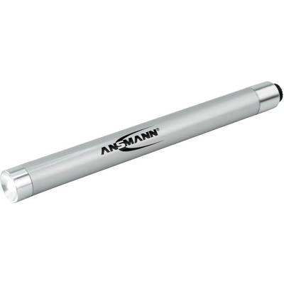 'Silver-coloured pen with Ansmann logo, likely a torch or laser pointer, on white background.'