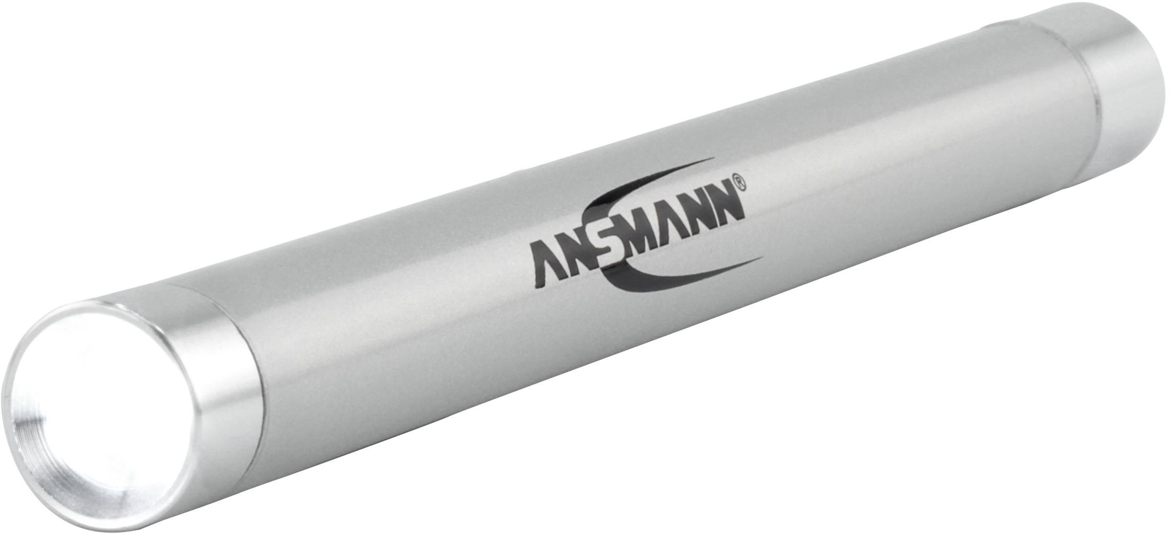 Silver pen torch with 'ANSMANN' logo on the side.