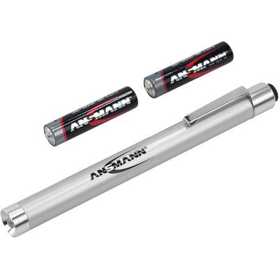 'Ansmann' metal torch/flashlight with clip; two matching batteries.