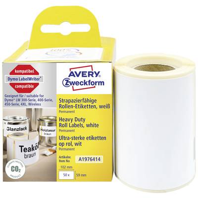 Avery-Zweckform Label roll 59 x 102 mm Film White 50 pc(s) Permanent adhesive A1976414 All-purpose labels