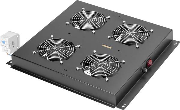 Digitus DN-19 FAN-4-B-N 19 inch 4 x Server rack cabinet fan 1 U Fixed, with switch Suitable for (cabinet depths): > 600 mm Black (RAL 9005)