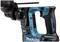 Cordless hammer drill with a blue handle, black side grip on the left. Performance and brand markings on the side, suitable for construction work.