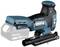 Cordless jigsaw with an ergonomic handle and blue casing. Suitable for fine and straight cuts in various materials.