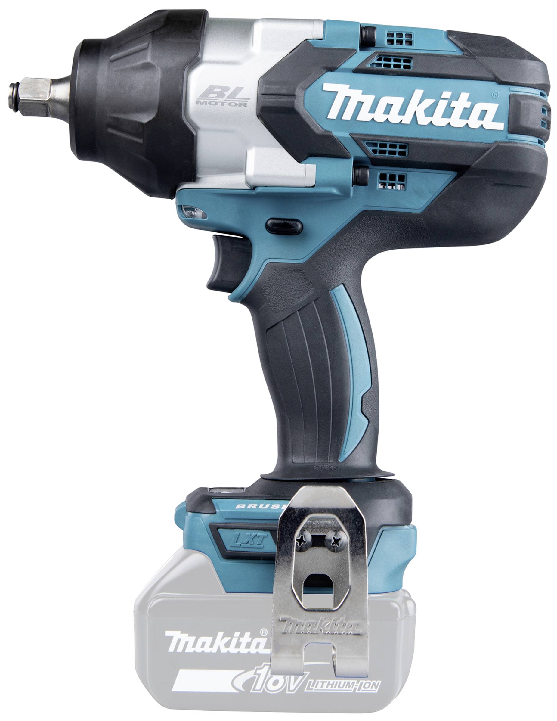Blue and black impact driver, brand visible on the device. Primarily used in construction and vehicle repair.