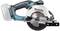 Cordless circular hand saw with a blue handle and silver saw blade, Makita brand. Primarily used for woodworking.