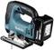 Cordless Makita Jigsaw with 18V Battery and Ergonomic Handle. Suitable for precise cuts in various materials.