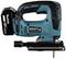 A cordless jigsaw by Makita with an 18V battery, suitable for precise sawing in wood and metal, with an ergonomic design.