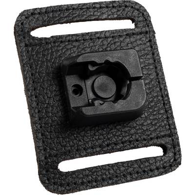 Accessory holder made of black plastic with a textured surface and slots for attaching to a belt.