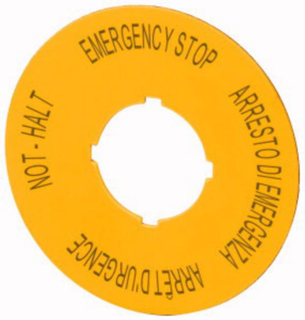 Eaton M22-XAK11 121085 Label plate for emergency power-off (Ø x H) 90 mm x 90 mm EMERGENCY STOP (de, en, fr, it) Yellow 1 pc(s) Piece
