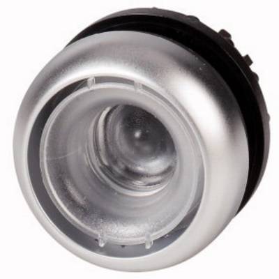 Round, silver component with a transparent central section. Could be part of an electronic device or switch.