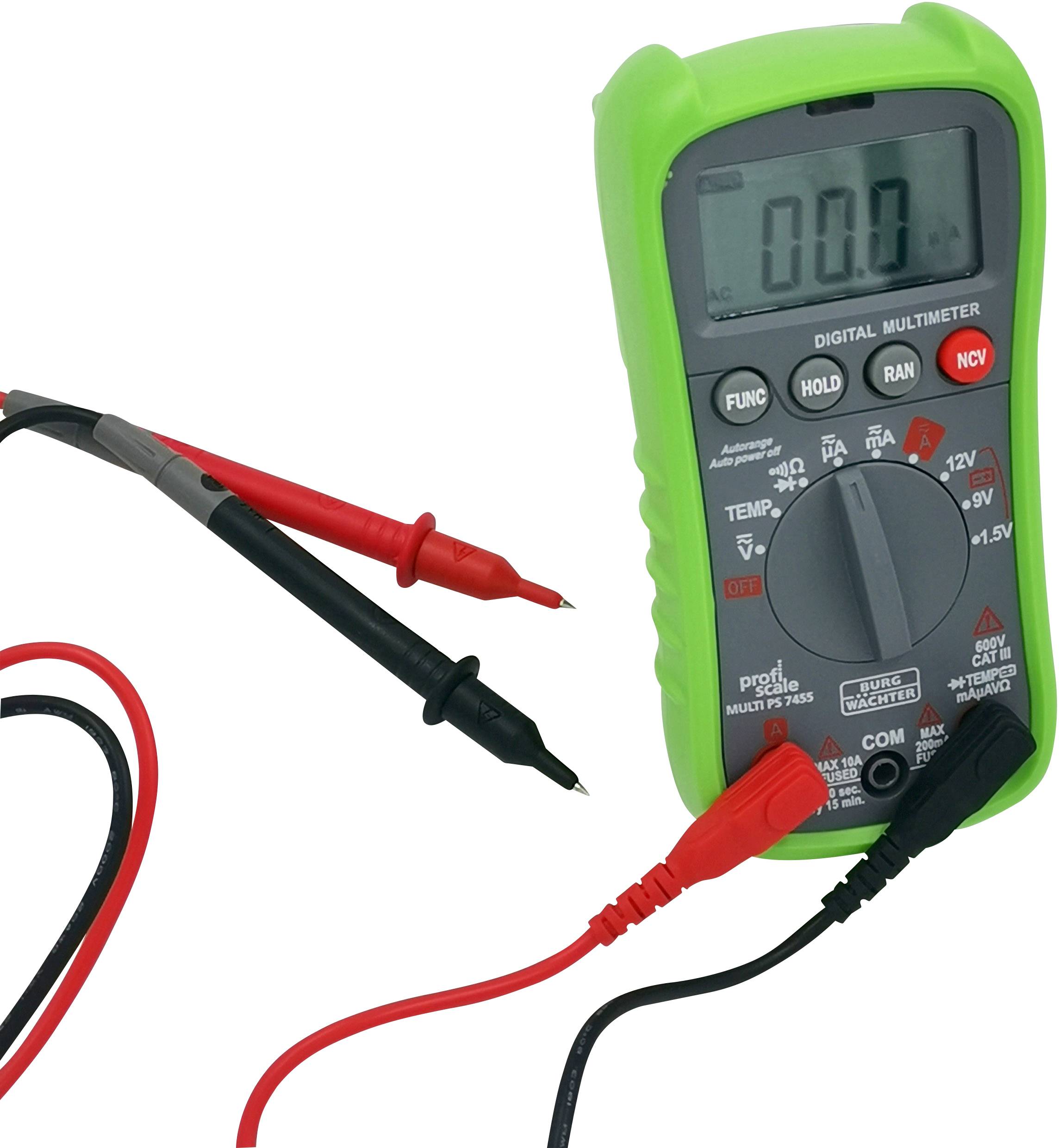 Burg Wächter PS7455 Handheld multimeter Digital CAT III 600 V Display (counts): 2000-6