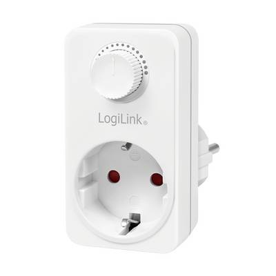 Socket with timer by LogiLink, white in colour, with a mechanical rotary dial on top, enabling time-controlled switching on and off.