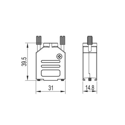 encitech DTZK-09-HI-K 6560-0705-01 D-SUB housing Number of pins: 9 Solid metal 180 ° Silver 1 pc(s)-2