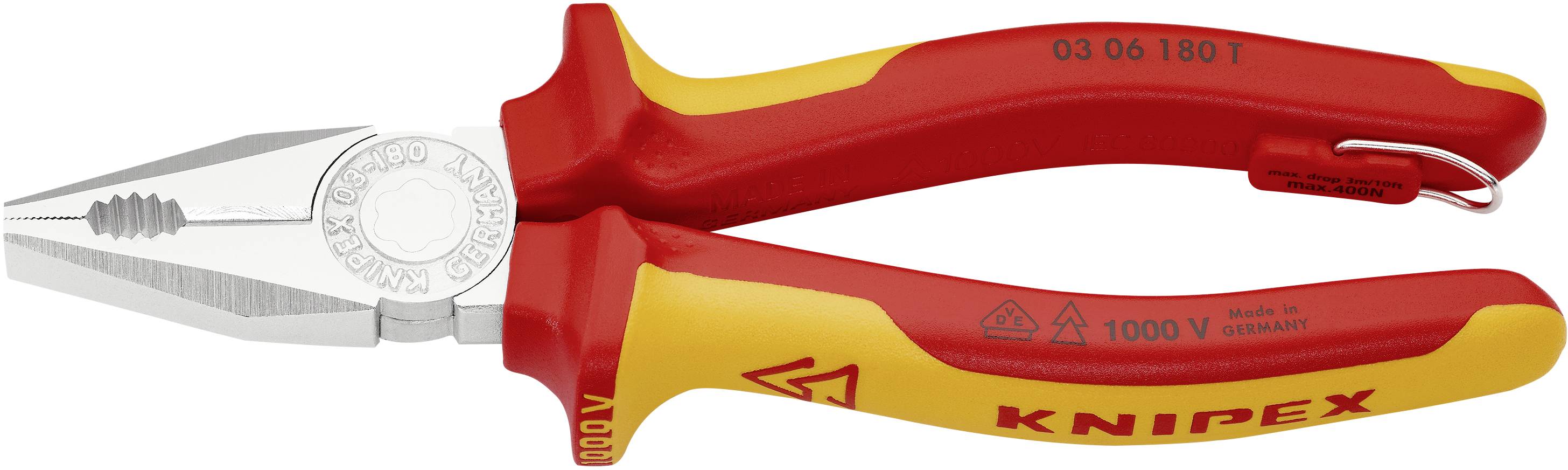 Knipex 03 06 180 T VDE Comb pliers 180 mm DIN EN 60900, DIN ISO 5746