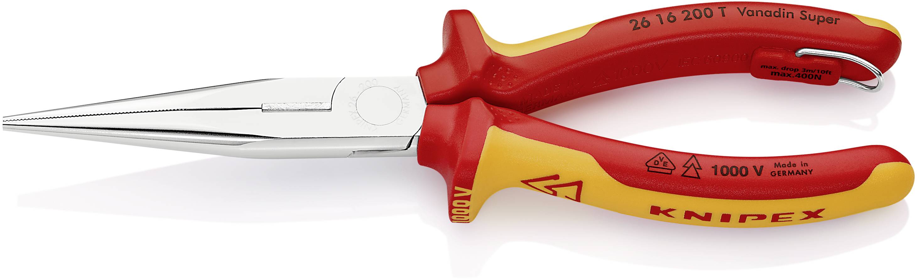 Knipex 26 16 200 T VDE Round nose pliers Chromium-vanadium steel 200 mm