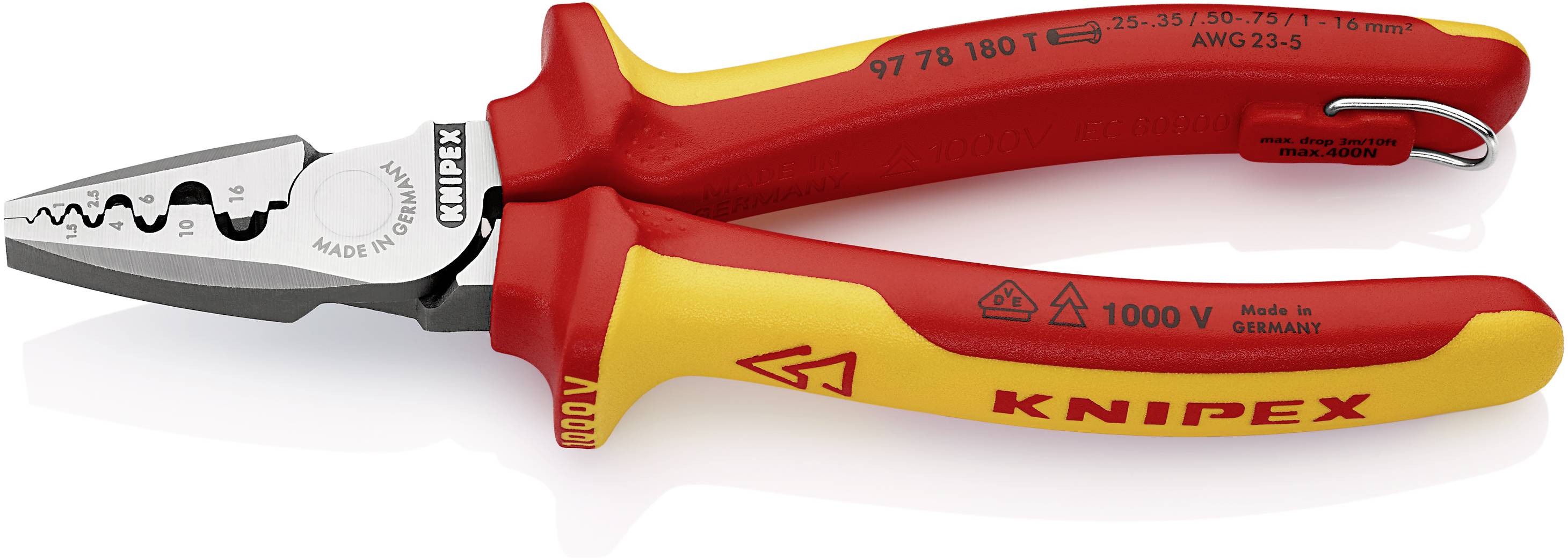 Knipex Knipex-Werk 97 78 180 T Crimper Ferrules 0.25 up to 16 mm²