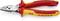 Red and yellow combination pliers with markings, suitable for electrical work up to 1000V, from the Knipex brand.