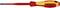 A Knipex insulated screwdriver with a red handle and yellow head, suitable for work on live electrical components.