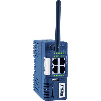 A blue industrial communications device with an antenna connection and multiple network interfaces, suitable for remote monitoring.