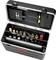 Open tool case with various tools and compartments for organisation. Contains screwdrivers, pliers, and spanners.