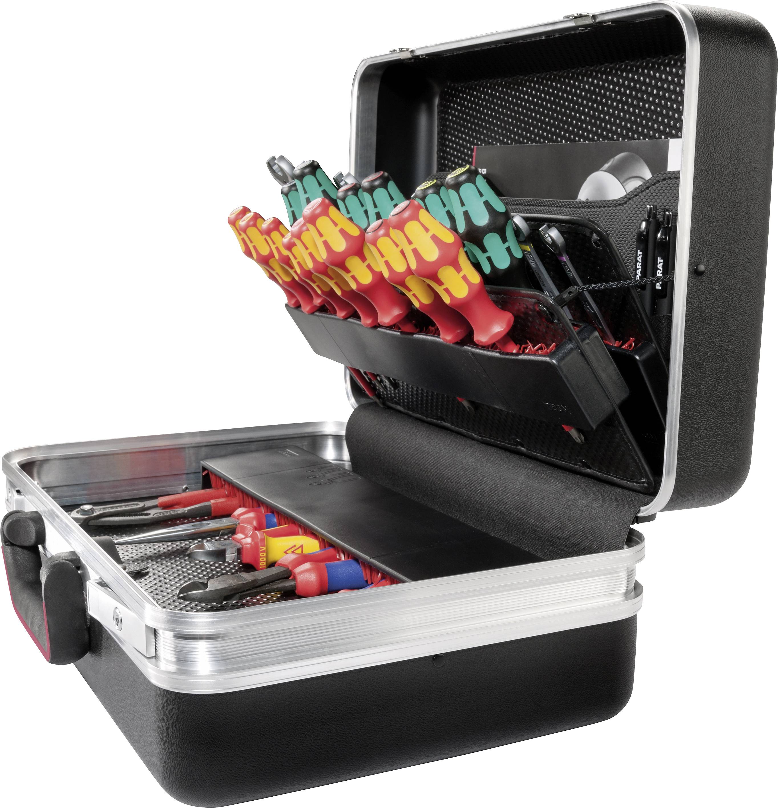 An open toolbox with various screwdrivers and tools, neatly arranged in compartments, ready for use.
