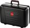 Black hard-shell suitcase with a red handle and a red logo in the centre, which reads 'PARAT'.