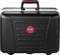 Black hard-shell suitcase with red 'PARAT' logo in the centre, silver handle on top.
