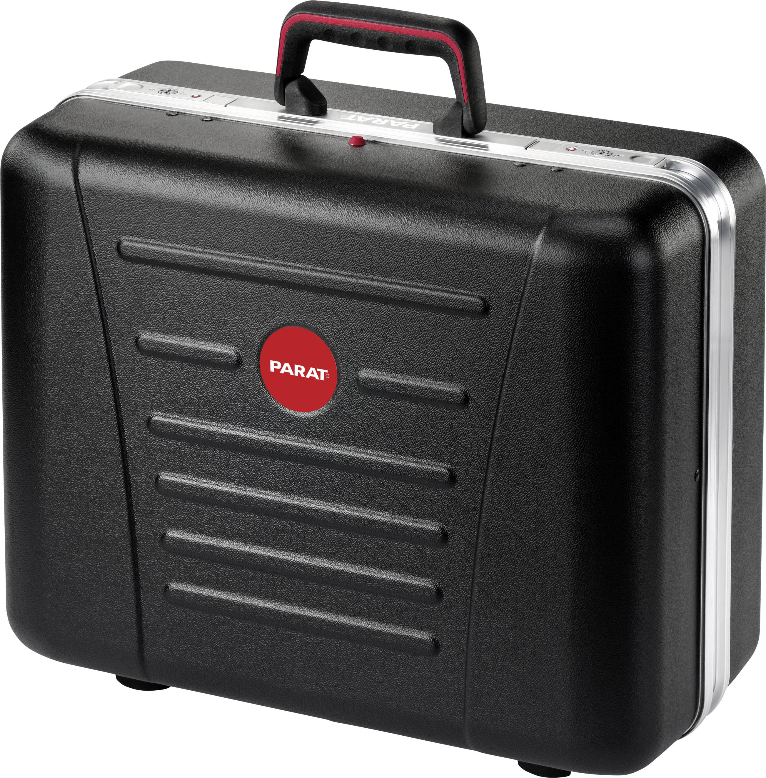A black, robust tool case with a carrying handle. On the front is a red, circular logo with the inscription 'PARAT'.