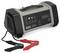 A car battery charger labeled 'AEG 20A' with various settings icons and black and red alligator clips connected to it.
