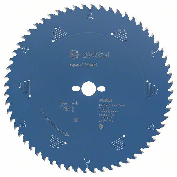 'Bosch saw blade for woodworking with 56 teeth, model number 254 x 30 x 2.6 mm, with printed Bosch logo and product specifications.'