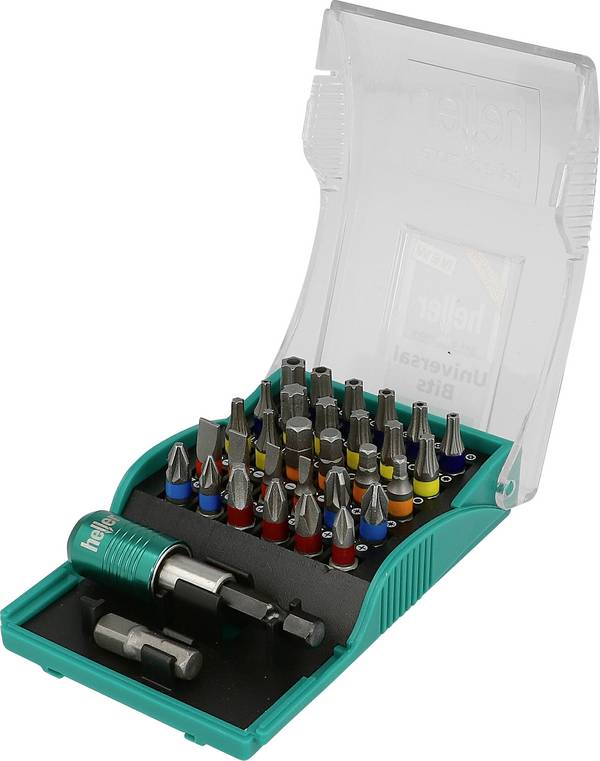 Heller 28913 9 Bit set 32-piece Phillips, Pozidriv, Slot, Star TH, Allen incl. screwdriver bit holder