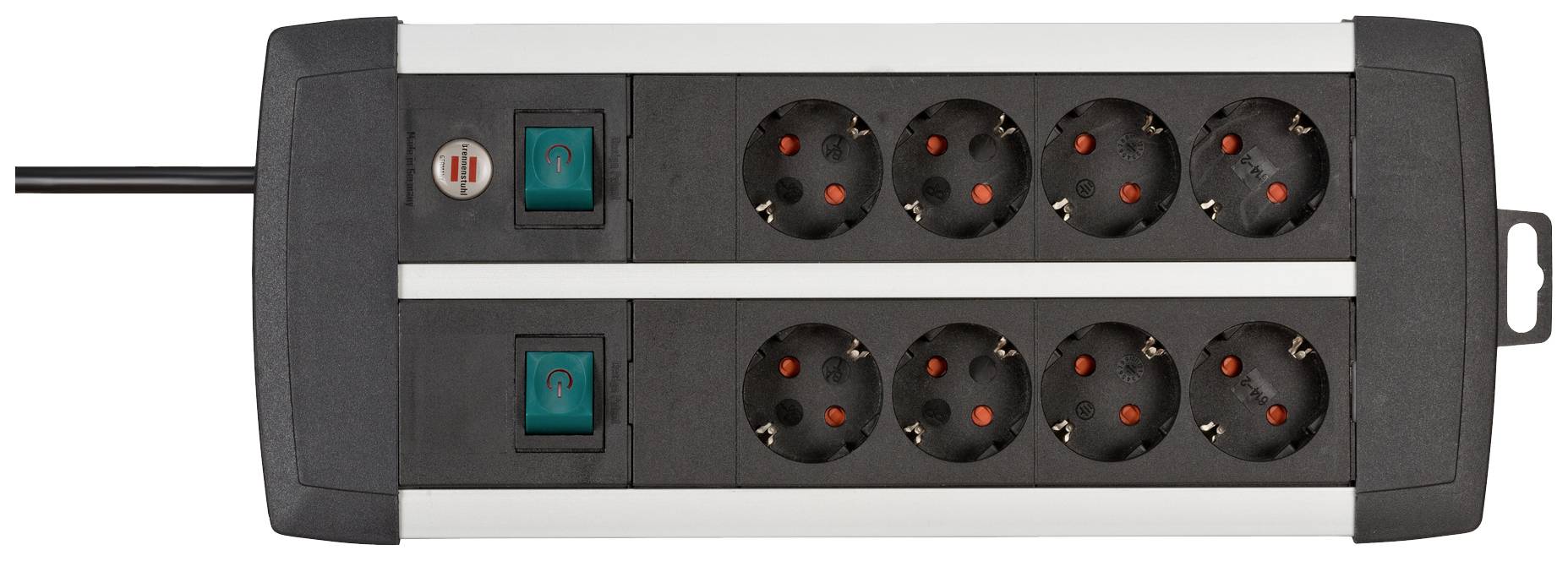 Brennenstuhl 1391000908 Power strip (+ switch) 8x Black, Silver PG connector 1 pc(s)