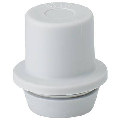 A grey plastic cap with the inscription 'M16'. It has a round shape and a wide rim at the base.