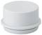 A white, cylindrical lid with a flat profile, presumably made of plastic, is illustrated.